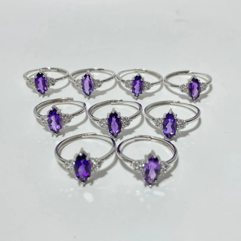 High Quality Amethyst Cut Faceted S925 Sterling Silver Ring Wholesale