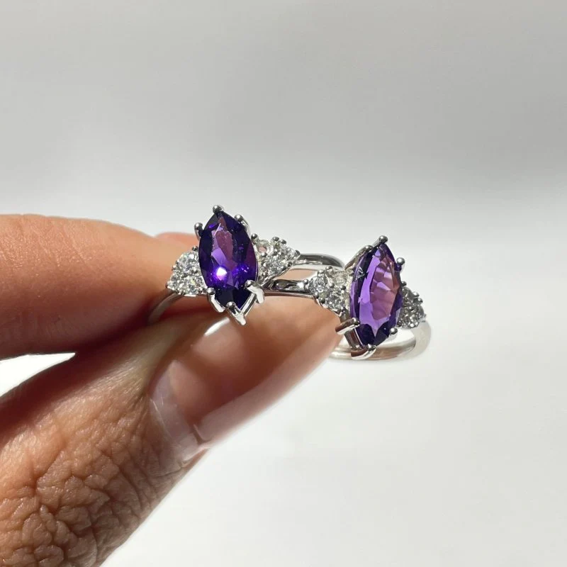 High Quality Amethyst Cut Faceted S925 Sterling Silver Ring Wholesale - Image 2