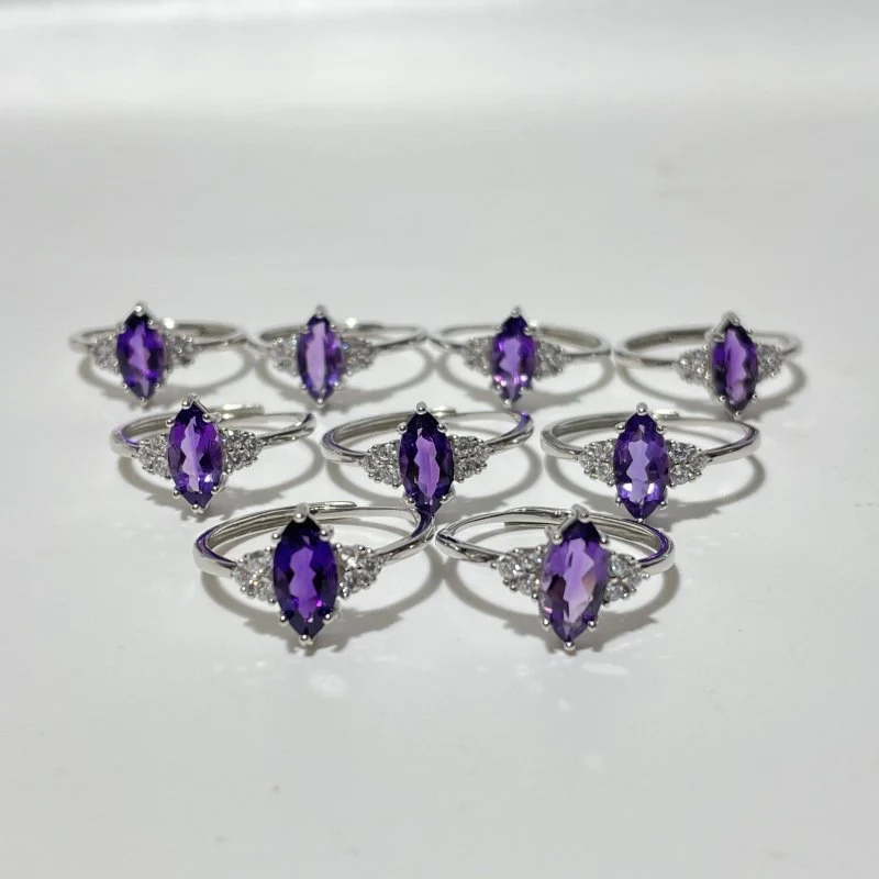 High Quality Amethyst Cut Faceted S925 Sterling Silver Ring Wholesale - Image 3