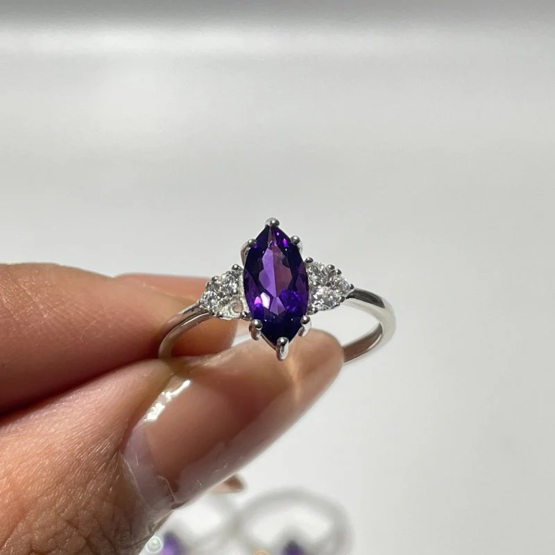High Quality Amethyst Cut Faceted S925 Sterling Silver Ring Wholesale - Image 5
