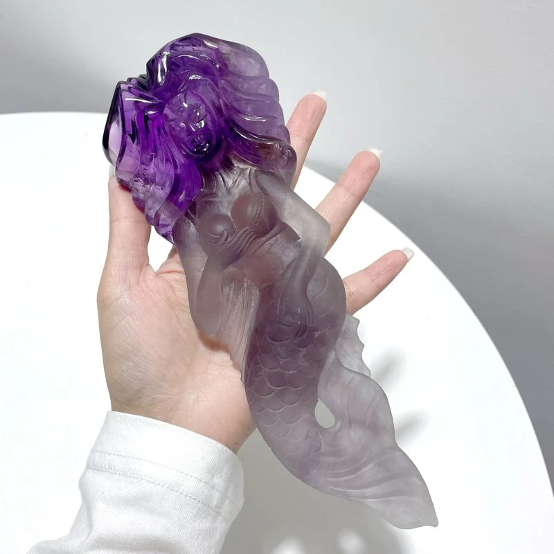 High Quality Amethyst Mermaid Carving