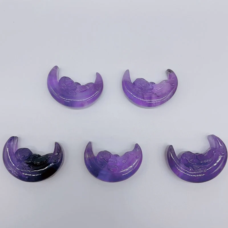 High Quality Amethyst Mermaid On The Moon Carving Wholesale - Image 3