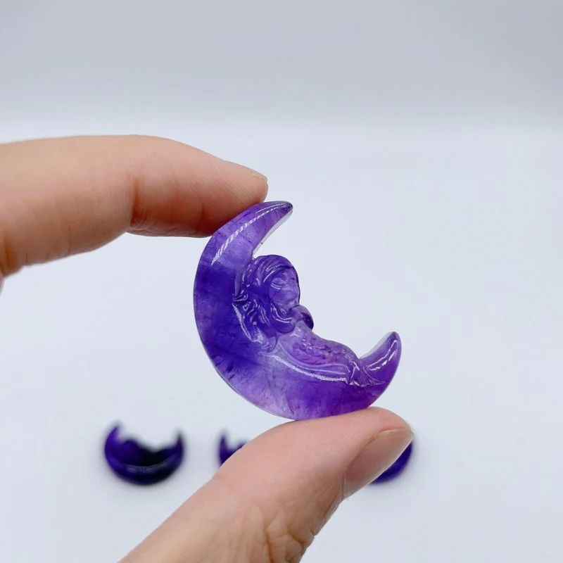 High Quality Amethyst Mermaid On The Moon Carving Wholesale - Image 4