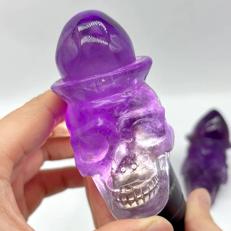 3 Pieces High Quality Amethyst Skull Carving
