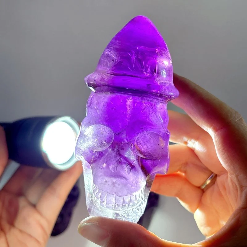 3 Pieces High Quality Amethyst Skull Carving - Image 3