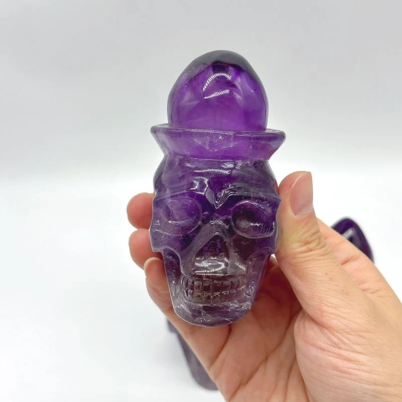 3 Pieces High Quality Amethyst Skull Carving - Image 5