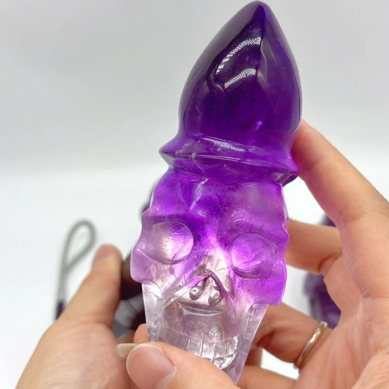 3 Pieces High Quality Amethyst Skull Carving - Image 7