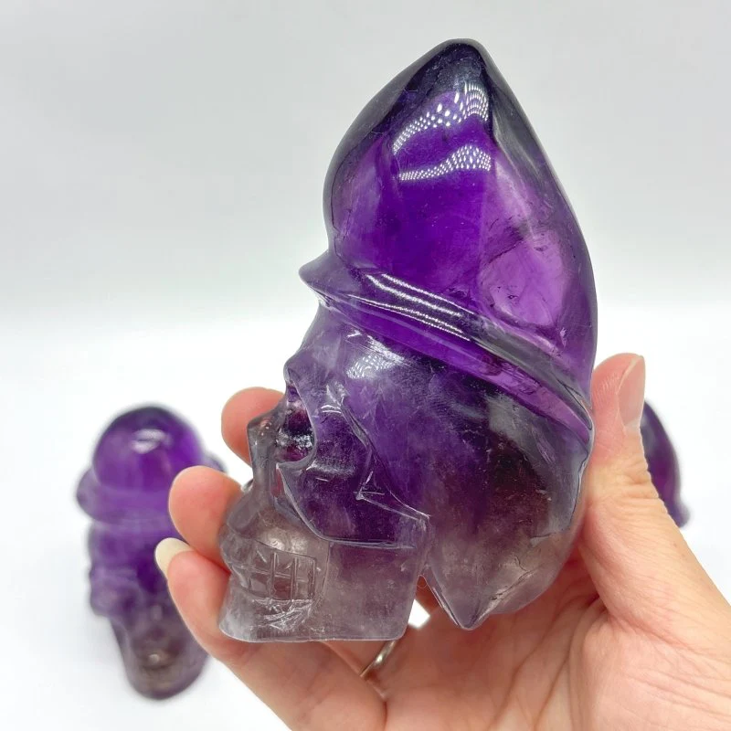 3 Pieces High Quality Amethyst Skull Carving - Image 8
