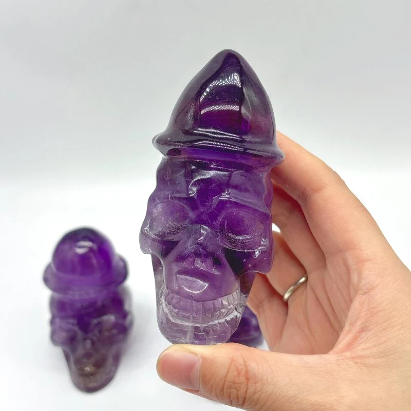 3 Pieces High Quality Amethyst Skull Carving - Image 9