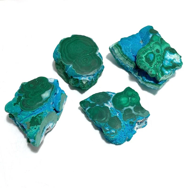 4 Pieces High Quality Beautiful Chrysocolla Mixed Malachite Slab Specimen