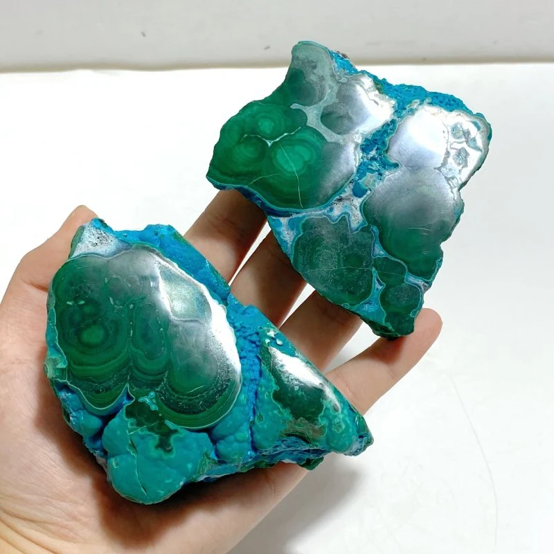 4 Pieces High Quality Beautiful Chrysocolla Mixed Malachite Slab Specimen - Image 6