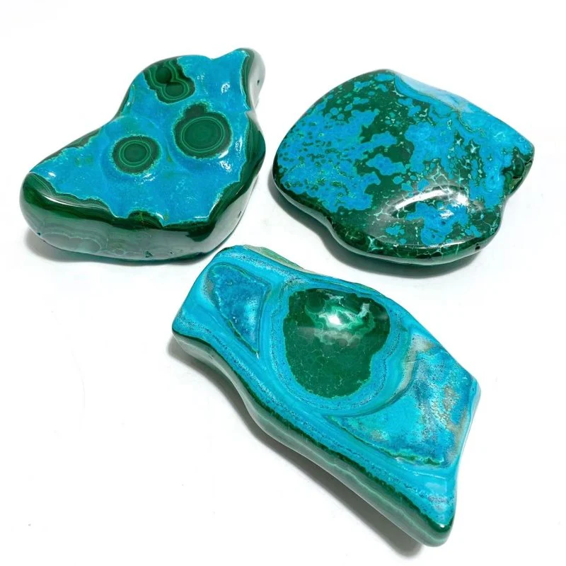 3 Pieces High Quality Beautiful Polished Chrysocolla Mixed Malachite Free Form #1