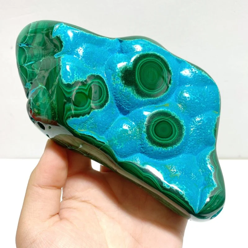 3 Pieces High Quality Beautiful Polished Chrysocolla Mixed Malachite Free Form #1 - Image 2