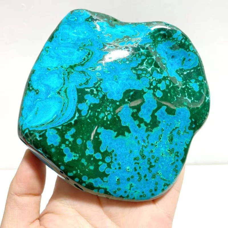 3 Pieces High Quality Beautiful Polished Chrysocolla Mixed Malachite Free Form #1 - Image 3