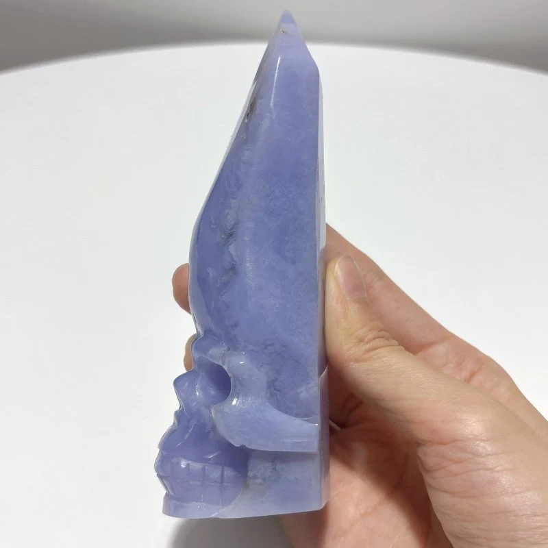 3 Pieces High Quality Blue Lace Agate Skull Carving - Image 6