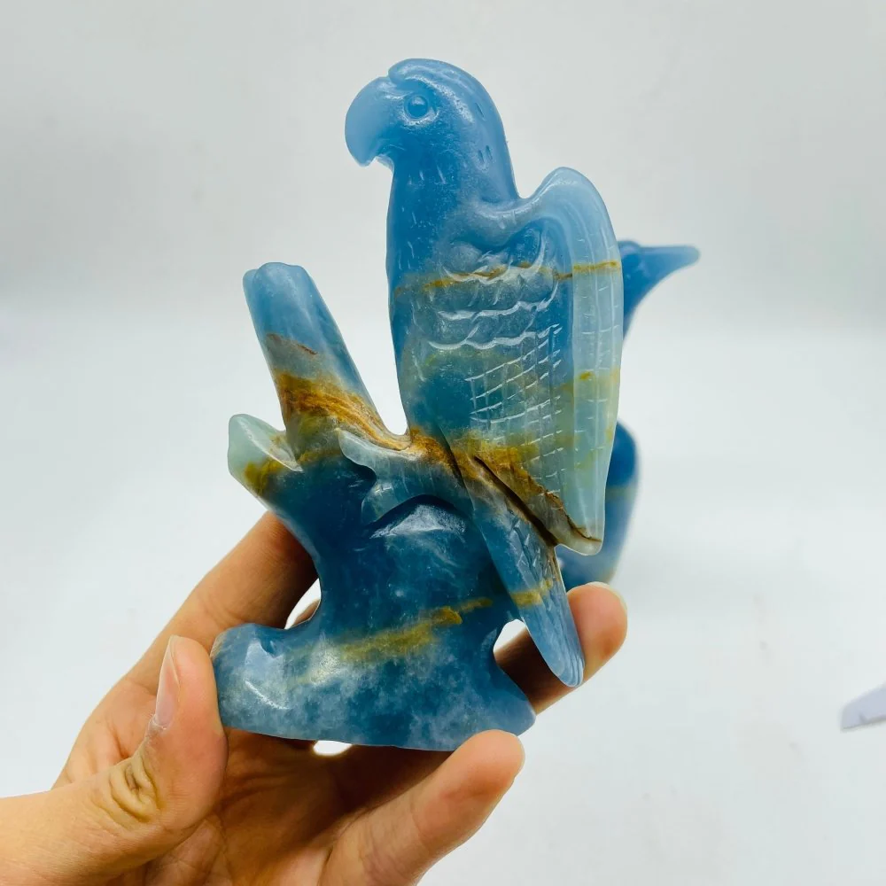 2 Pieces High Quality Blue Onyx Bird Carving - Image 3