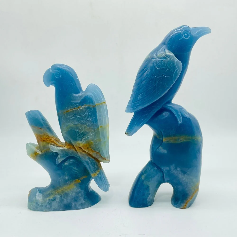 2 Pieces High Quality Blue Onyx Bird Carving - Image 4