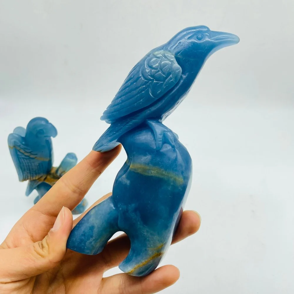 2 Pieces High Quality Blue Onyx Bird Carving - Image 5