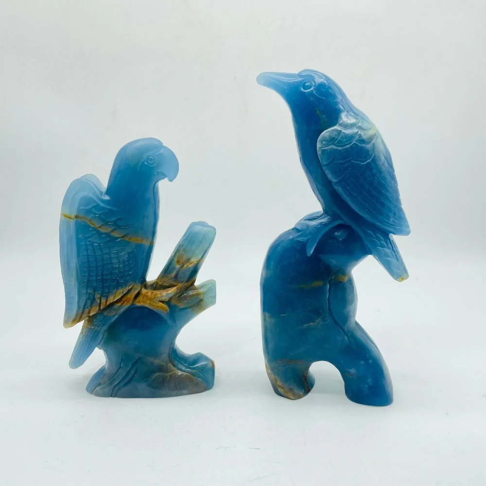 2 Pieces High Quality Blue Onyx Bird Carving - Image 7