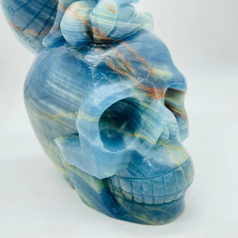 High Quality Blue Onyx Butterfly Fairy Skull Carving - Image 4