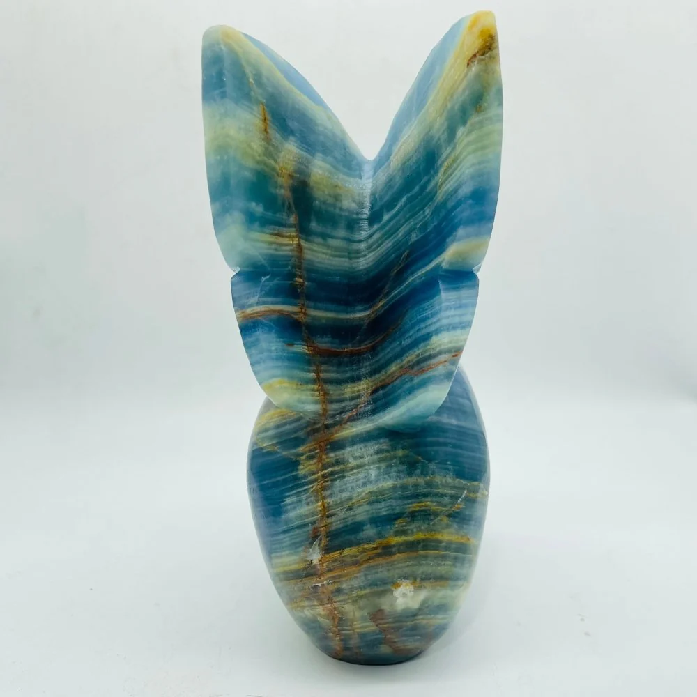 High Quality Blue Onyx Butterfly Fairy Skull Carving - Image 7