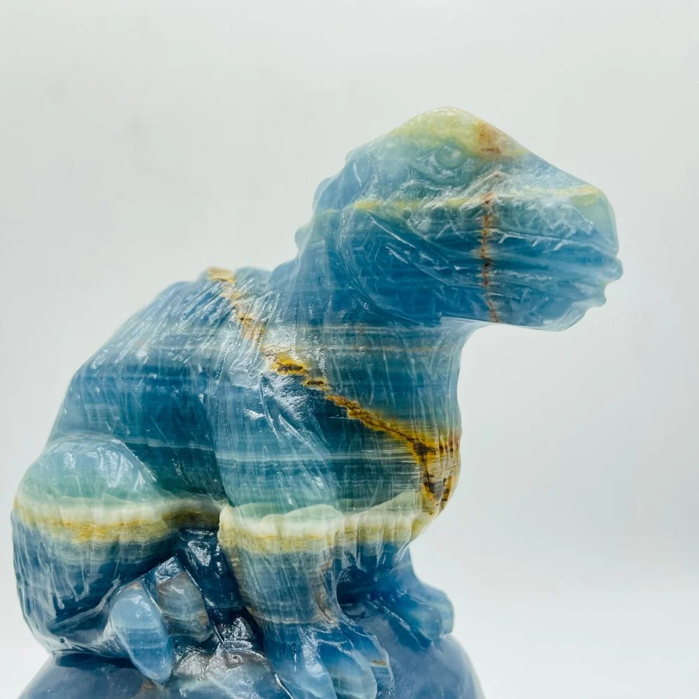High Quality Blue Onyx Dinosaur Skull Carving - Image 3
