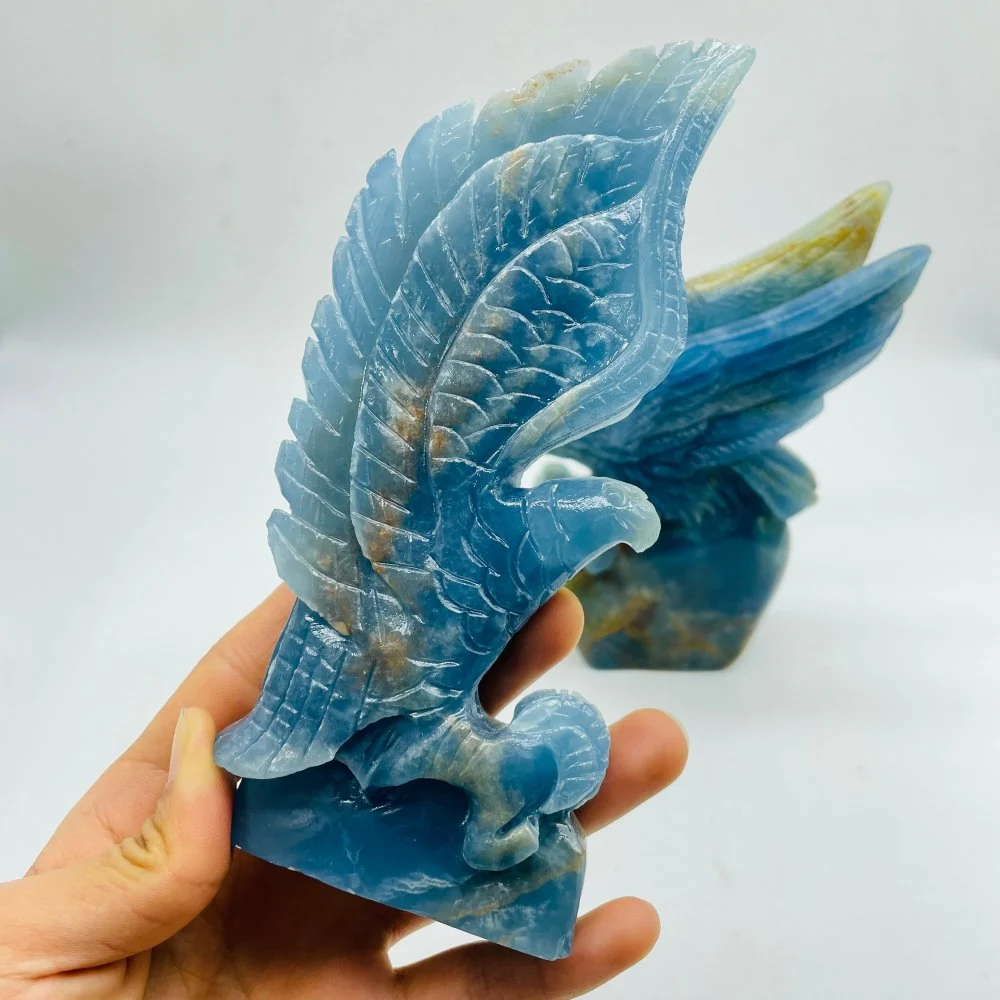 2 Pieces High Quality Blue Onyx Eagle Carving - Image 3