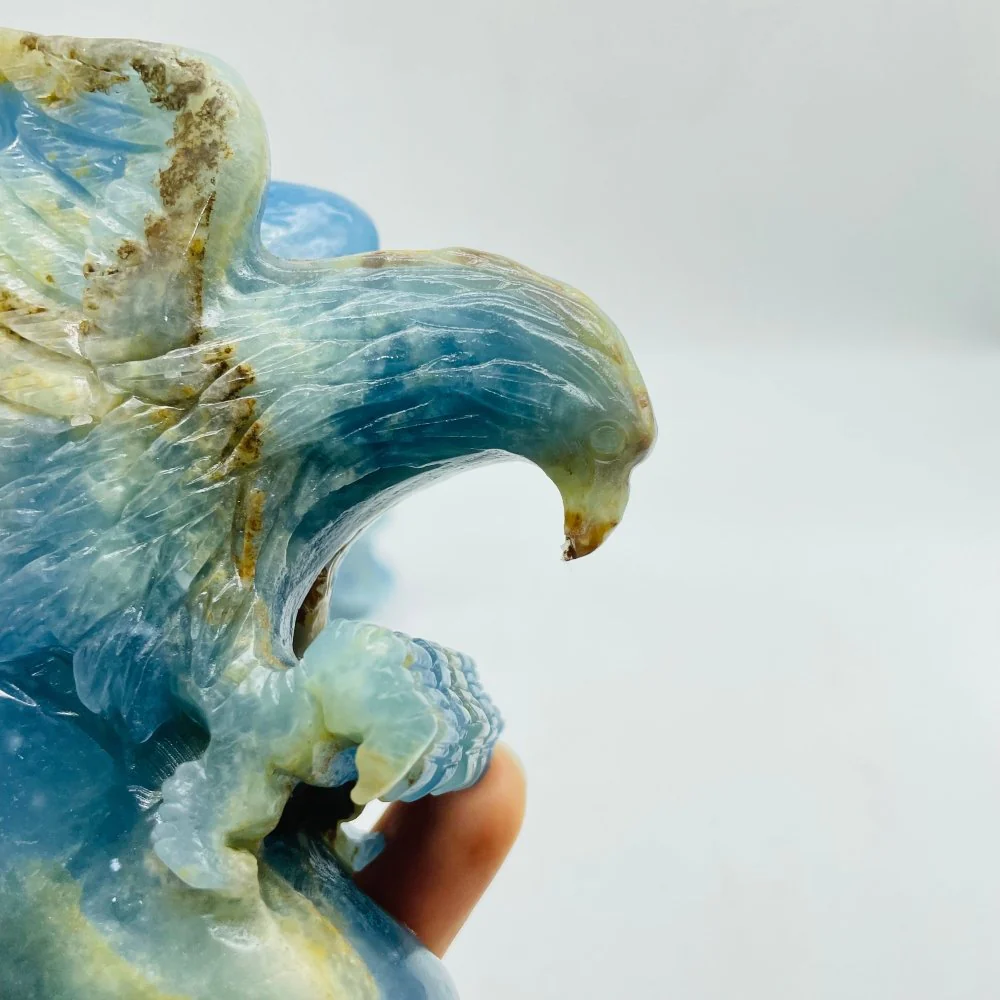 2 Pieces High Quality Blue Onyx Eagle Carving - Image 4