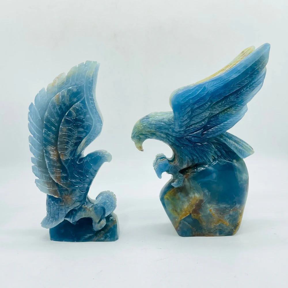 2 Pieces High Quality Blue Onyx Eagle Carving - Image 5