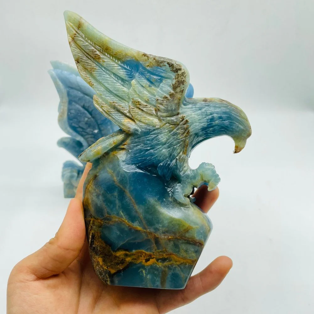 2 Pieces High Quality Blue Onyx Eagle Carving - Image 6