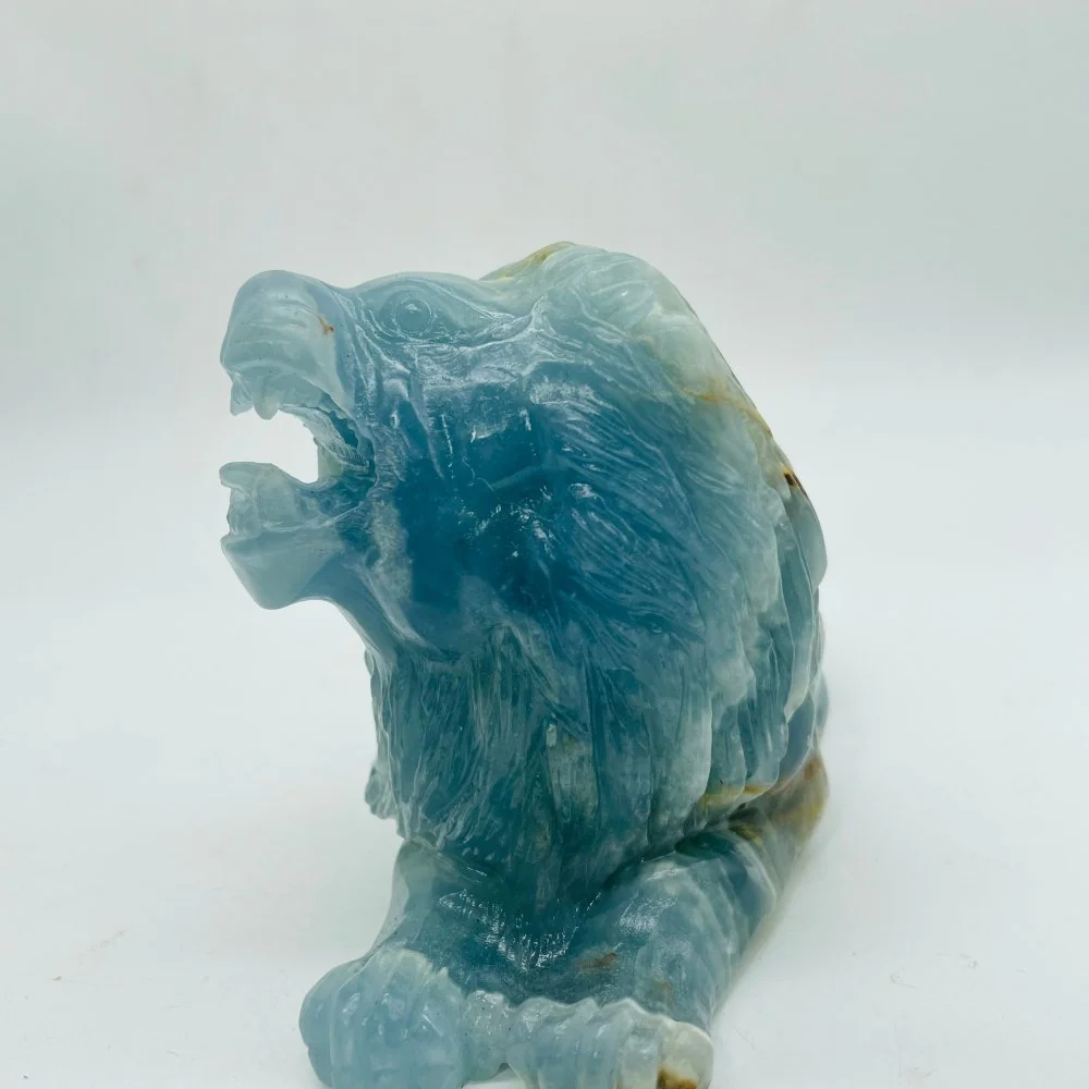 Large Blue Onyx Lion Carving - Image 3