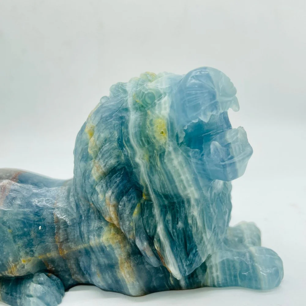 Large Blue Onyx Lion Carving - Image 4