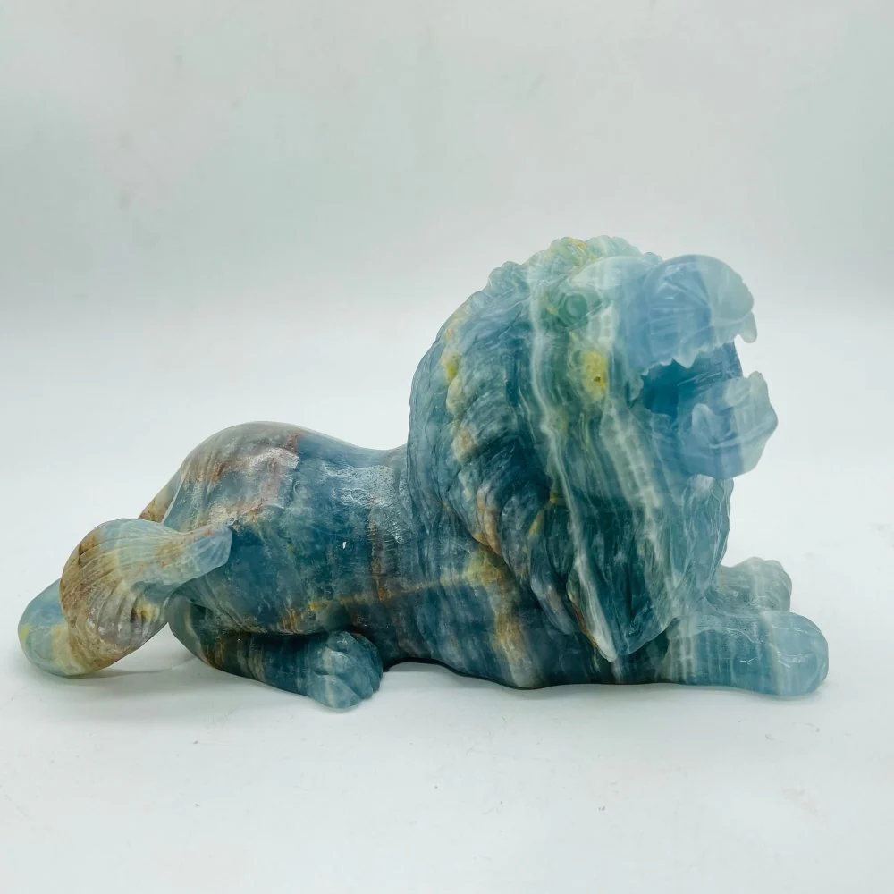 Large Blue Onyx Lion Carving - Image 5