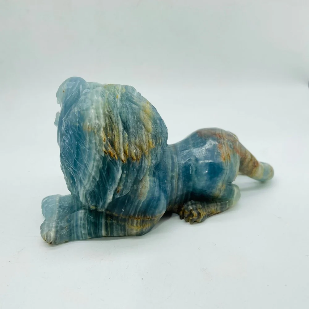 Large Blue Onyx Lion Carving - Image 6