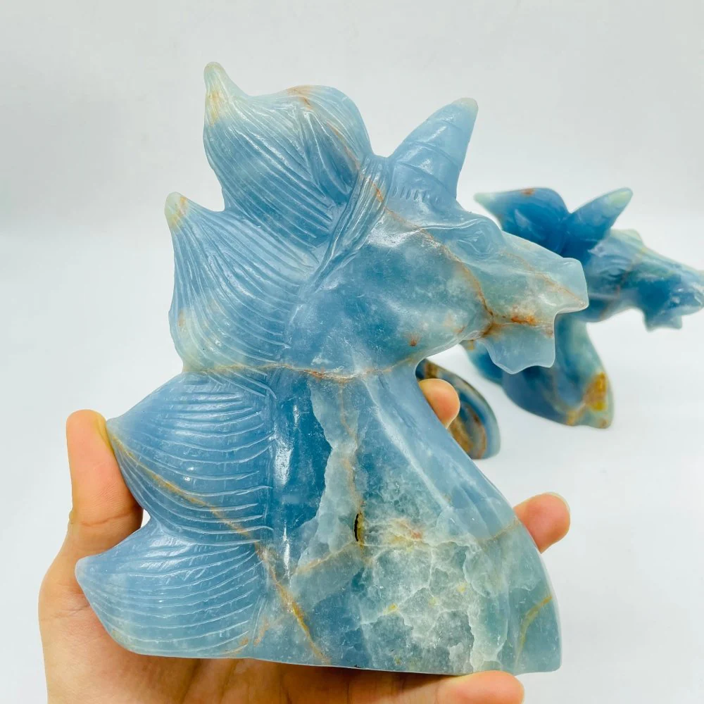 3 Pieces Large Blue Onyx Unicorn Carving - Image 3
