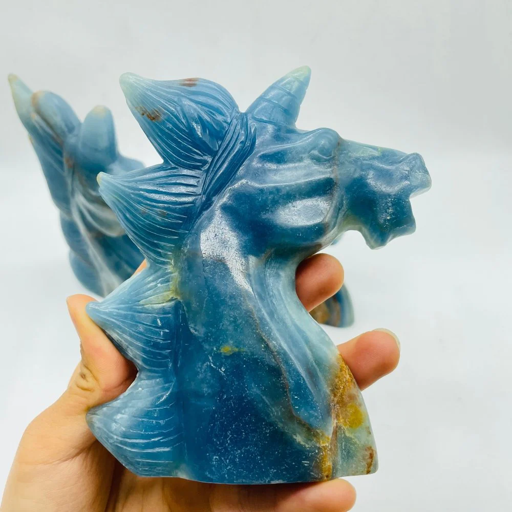 3 Pieces Large Blue Onyx Unicorn Carving - Image 4