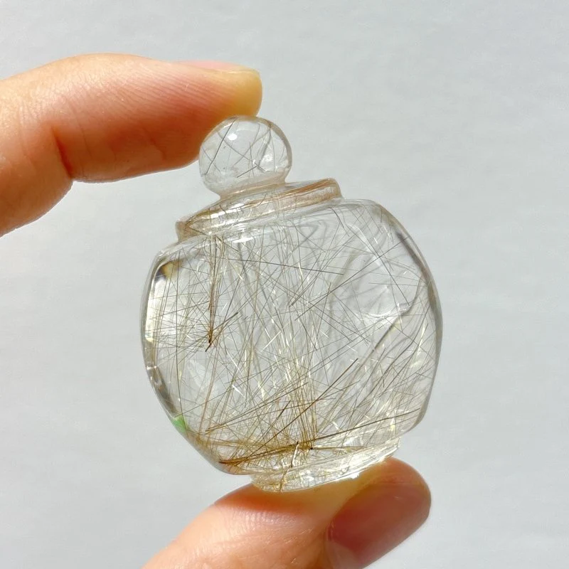 High Quality Bottle Shape Clear Golden Rutile Quartz