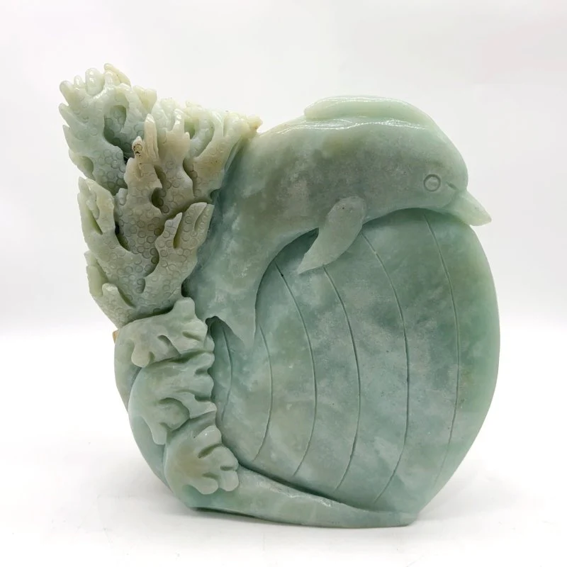 High Quality Caribbean Calcite Mermaid Dolphin Fish Carving Collection - Image 3