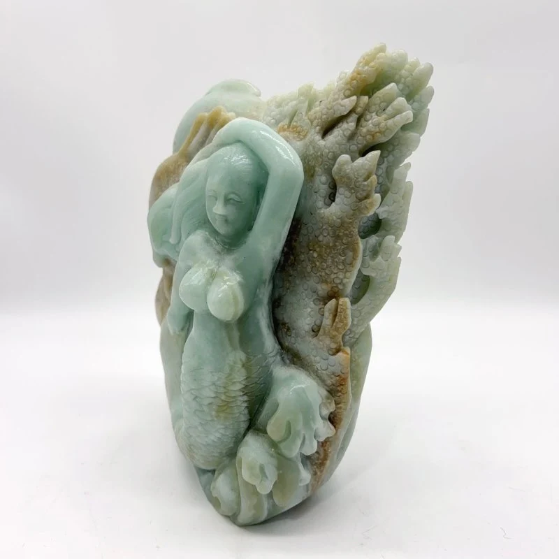 High Quality Caribbean Calcite Mermaid Dolphin Fish Carving Collection - Image 4