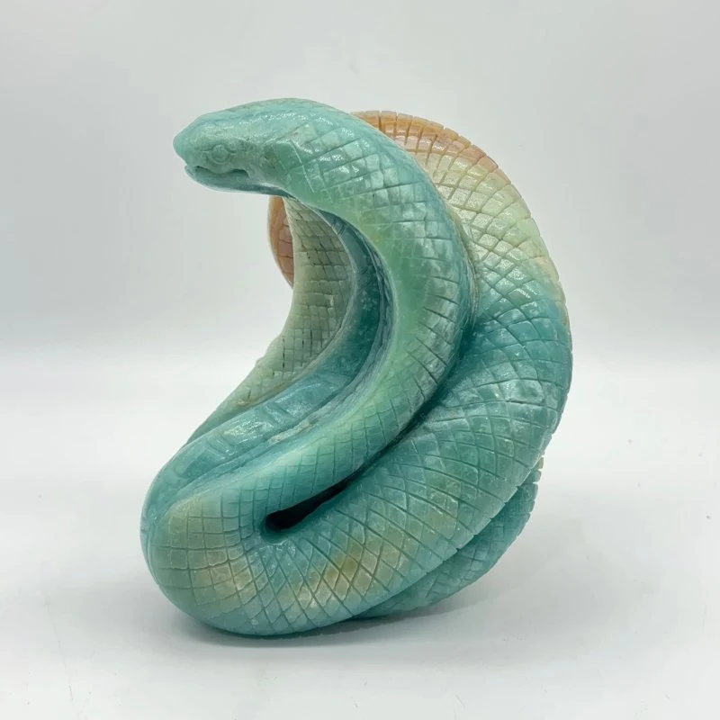 Caribbean Calcite Skull Snake Carving - Image 2
