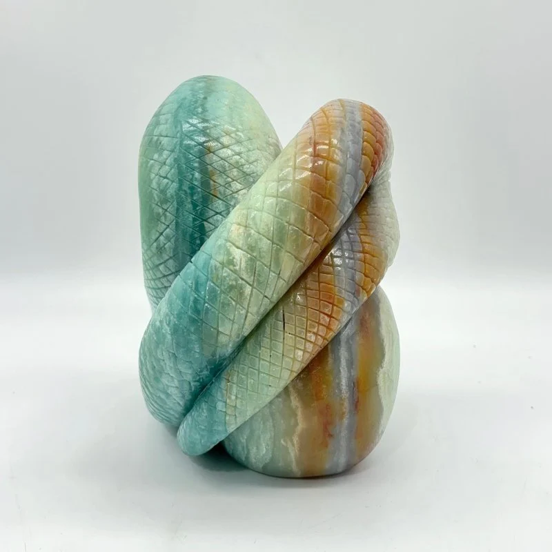 Caribbean Calcite Skull Snake Carving - Image 3