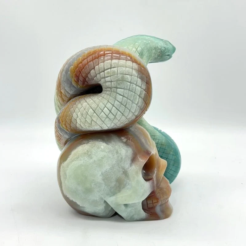 Caribbean Calcite Skull Snake Carving - Image 4