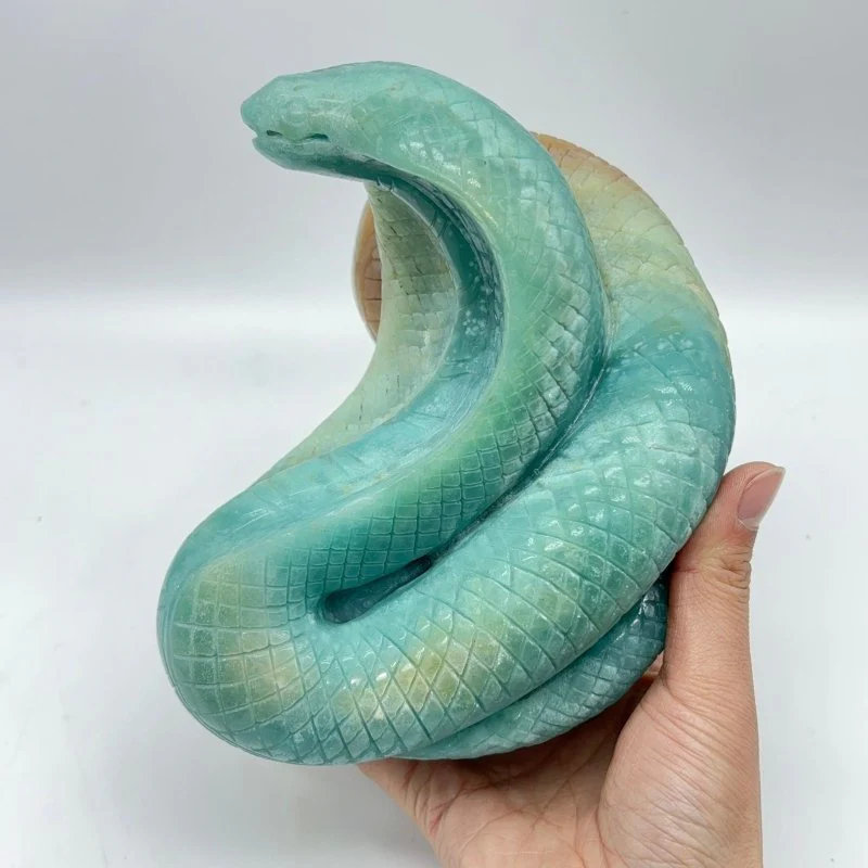 Caribbean Calcite Skull Snake Carving - Image 5