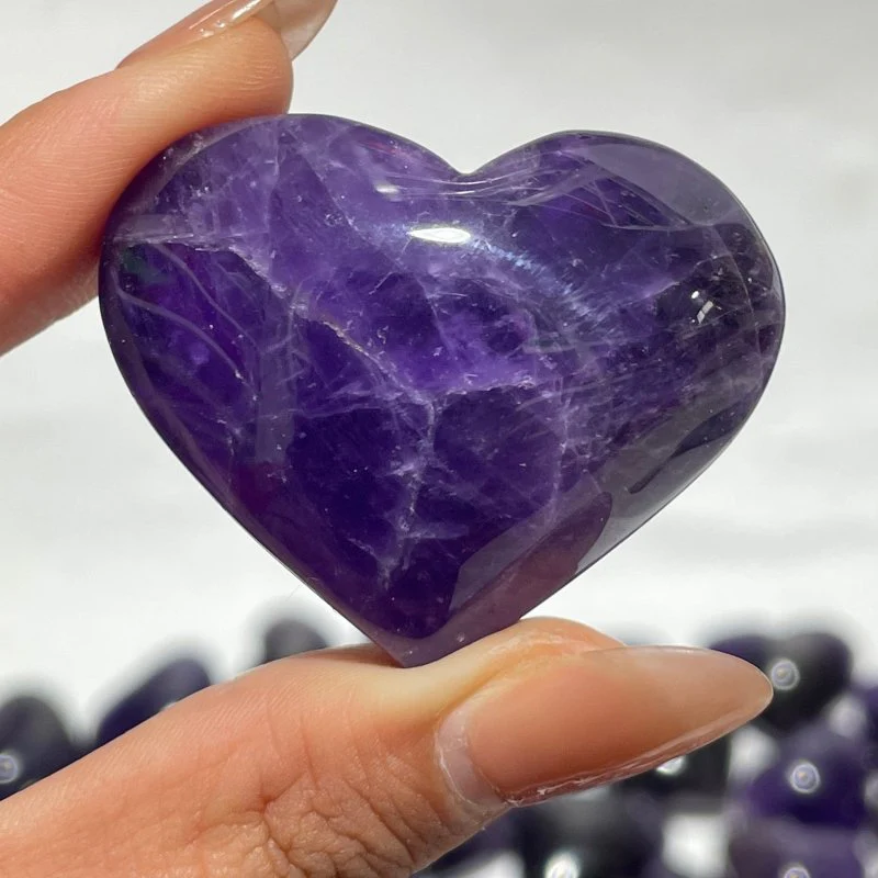 127 Pieces High Quality Deep Purple Chevron Amethyst Heart Crystal - Image 8