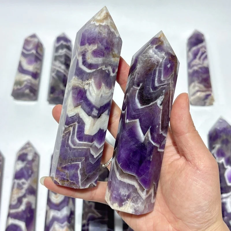 13 Pieces High Quality Chevron Amethyst Tower Points - Image 5