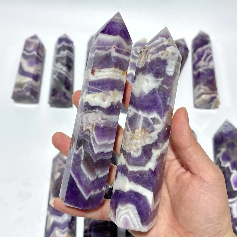 13 Pieces High Quality Chevron Amethyst Tower Points - Image 6