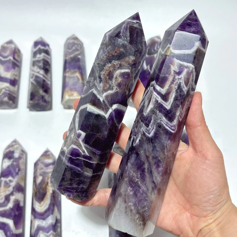 13 Pieces High Quality Chevron Amethyst Tower Points - Image 8
