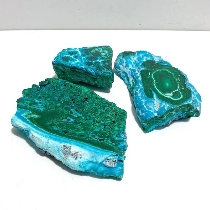 3 Pieces High Quality Chrysocolla Mixed Malachite Slab Specimen #7