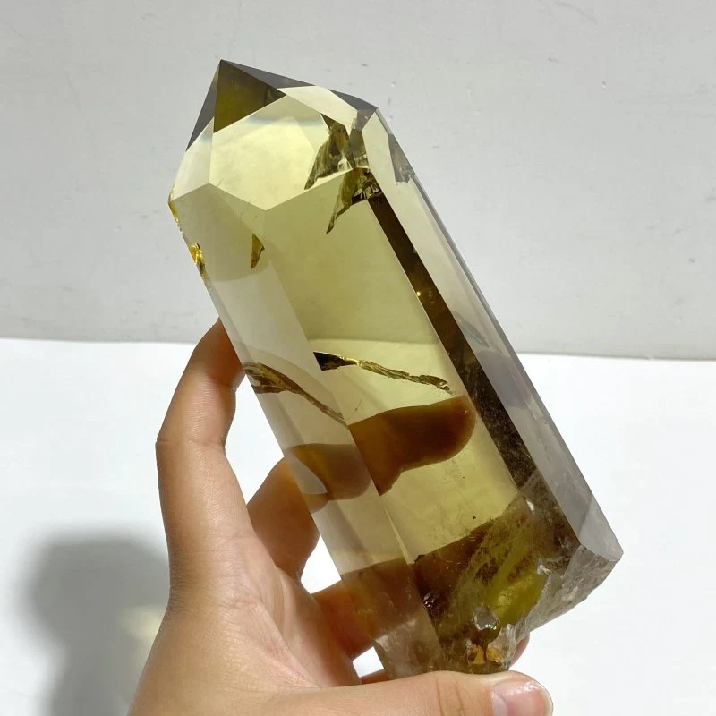 High Quality Clear Citrine Mountain Tower Raw Bottom With Stand - Image 4