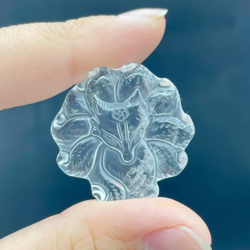 8 Pieces High Quality Clear Quartz Nine-tailed Foxes Carving - Image 5
